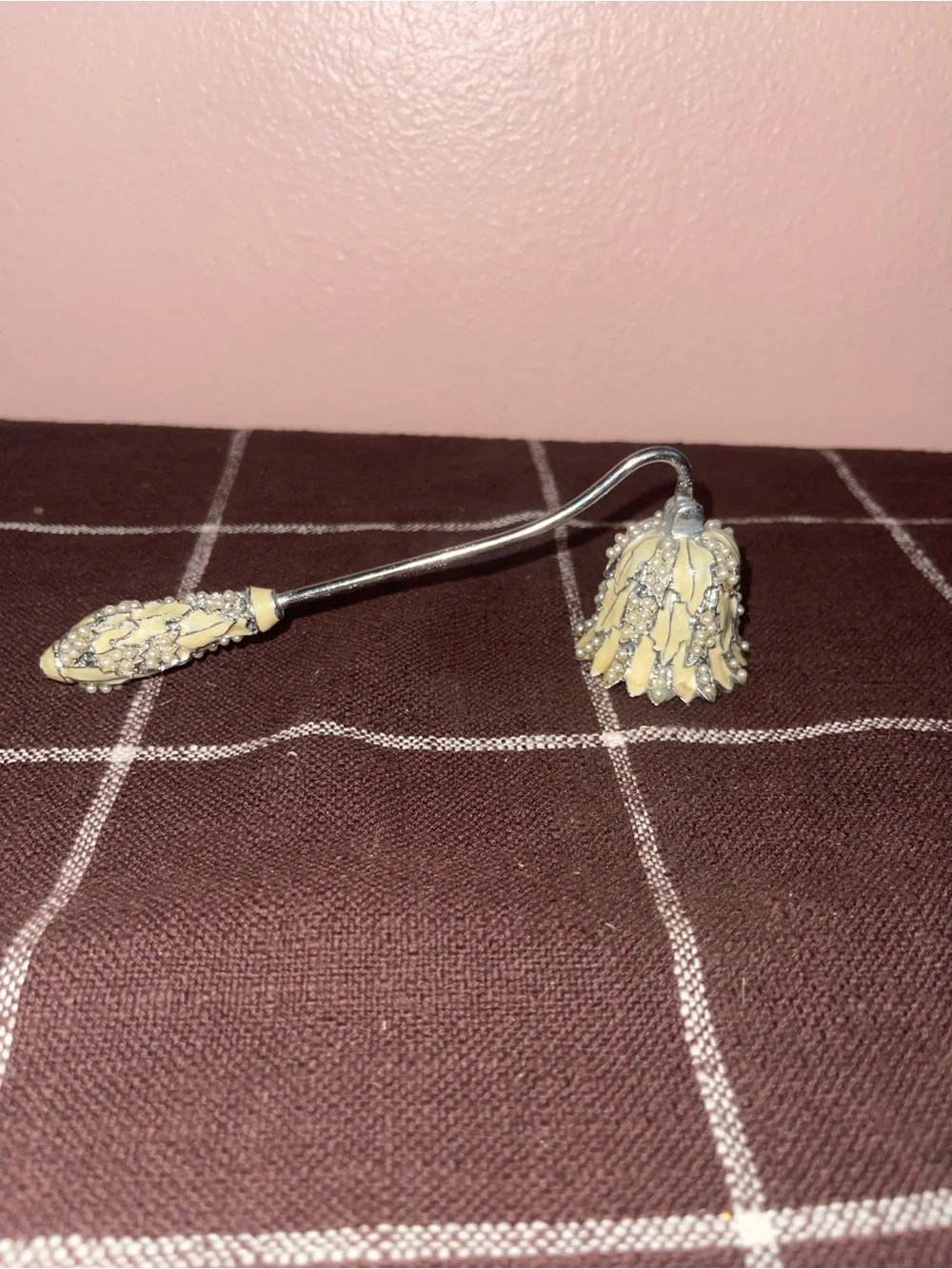 Cream Beaded Tassel Purse Charm Keychain